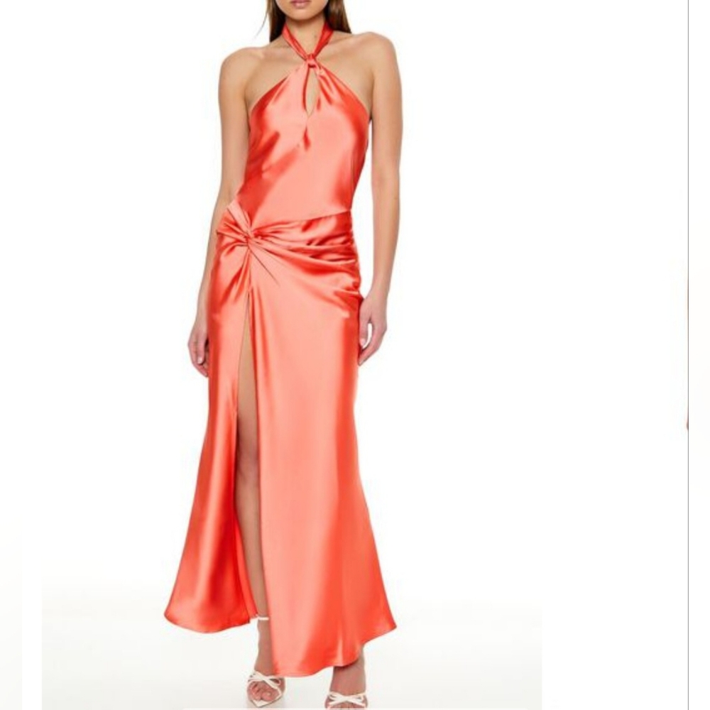 Forever 21 Coral Halter Backless Gown